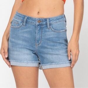 Judy Blue Light Wash Cuffed Shorts
